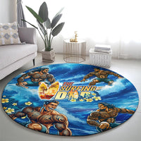 Hawaii Father's Day Round Carpet The Surfing Dad Polynesian Tattoo DT02 - Polynesian Pride