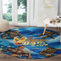 Hawaii Father's Day Round Carpet The Surfing Dad Polynesian Tattoo DT02 - Polynesian Pride