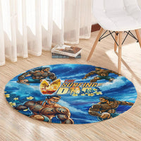 Hawaii Father's Day Round Carpet The Surfing Dad Polynesian Tattoo DT02 - Polynesian Pride