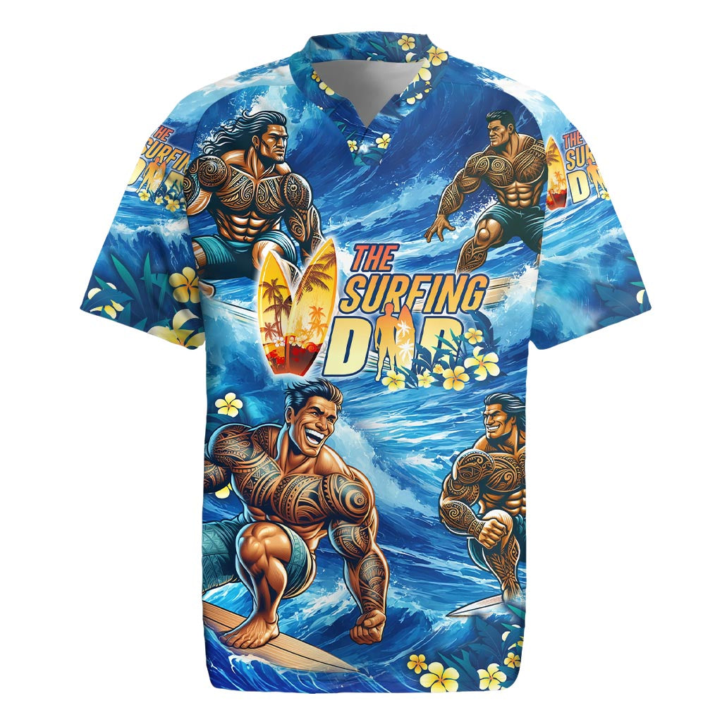 Hawaii Father's Day Rugby Jersey The Surfing Dad Polynesian Tattoo