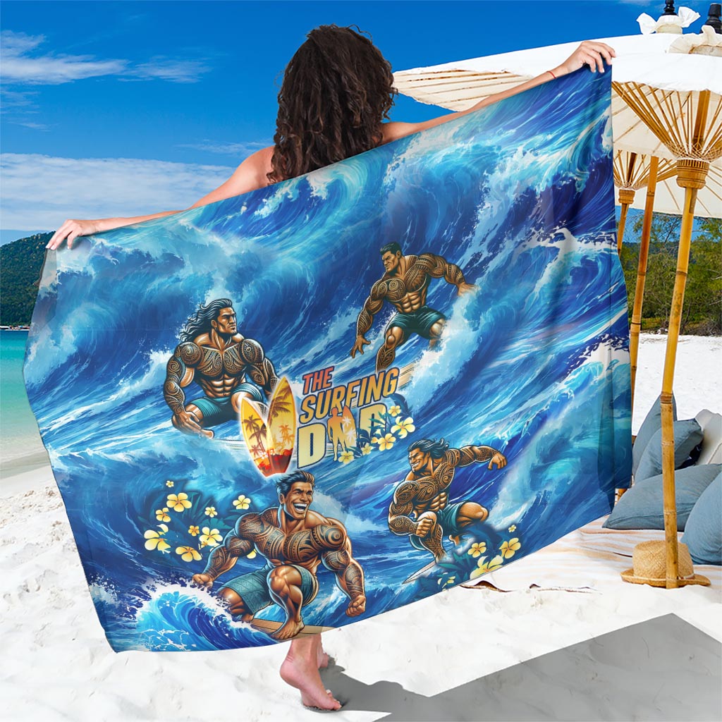 Hawaii Father's Day Sarong The Surfing Dad Polynesian Tattoo DT02 One Size 44 x 66 inches Blue - Polynesian Pride