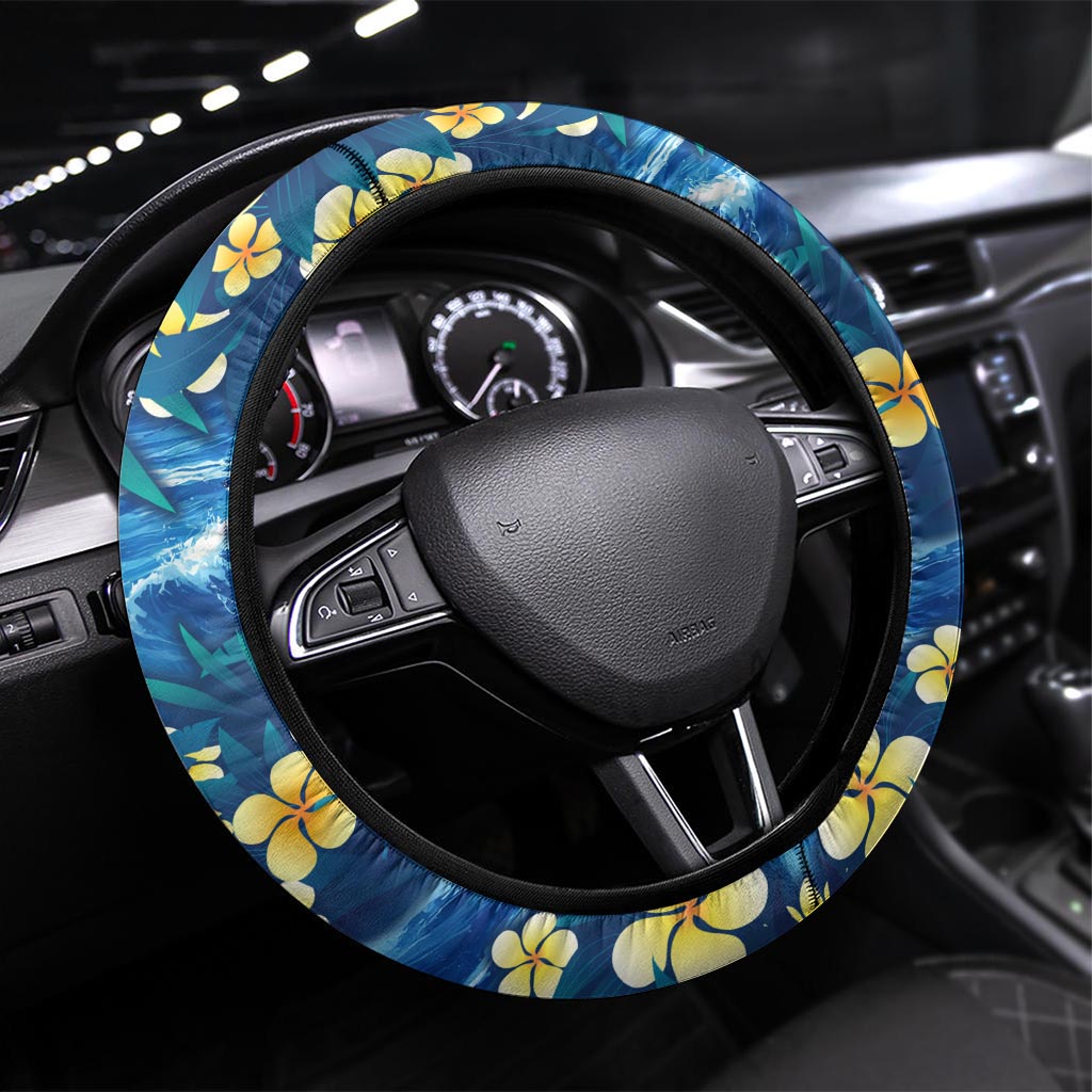 Hawaii Father's Day Steering Wheel Cover The Surfing Dad Polynesian Tattoo DT02 Universal Fit Blue - Polynesian Pride