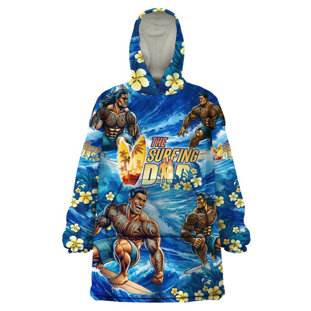 Hawaii Father's Day Wearable Blanket Hoodie The Surfing Dad Polynesian Tattoo