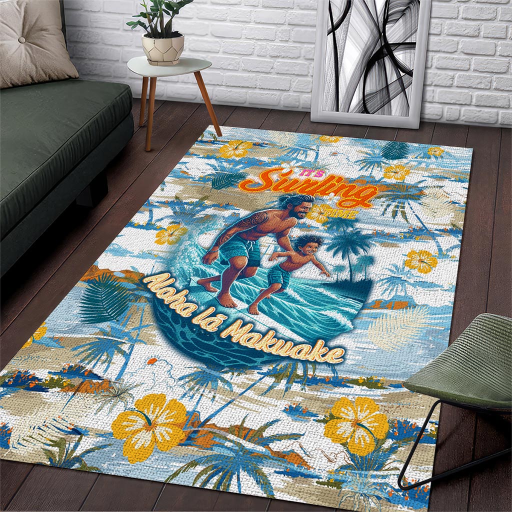 Hawaii Father's Day It's Surfing Time Area Rug Aloha L Makuakane DT02 Blue - Polynesian Pride