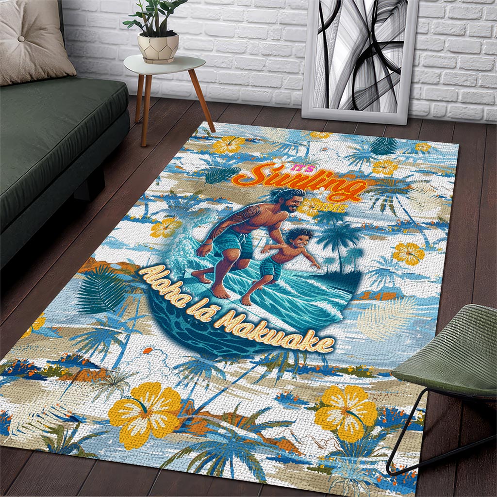 Hawaii Father's Day It's Surfing Time Area Rug Aloha Lā Makuakane