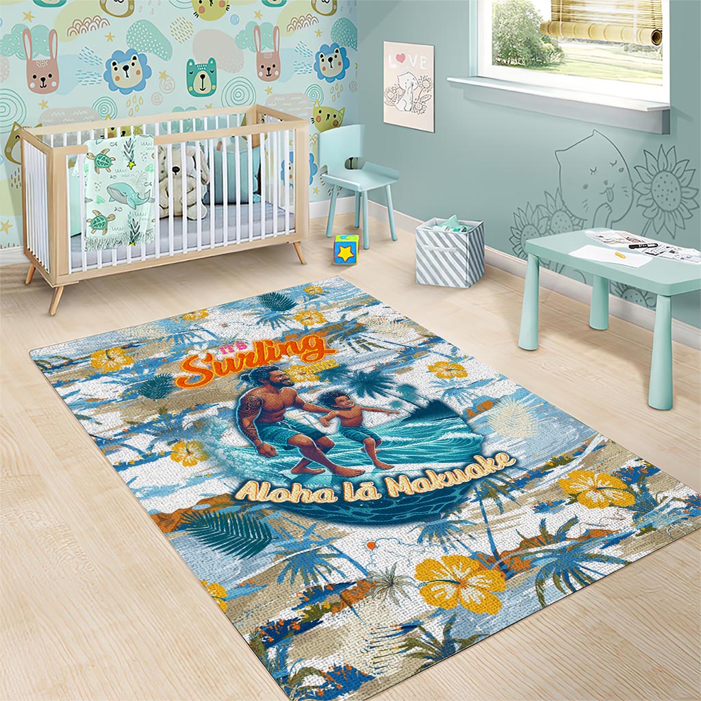 Hawaii Father's Day It's Surfing Time Area Rug Aloha L Makuakane DT02 - Polynesian Pride