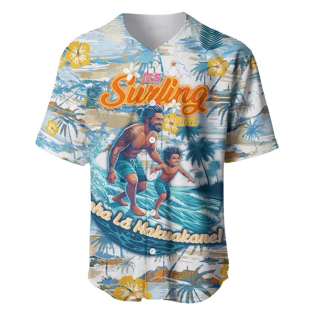 Hawaii Father's Day It's Surfing Time Baseball Jersey Aloha Lā Makuakane