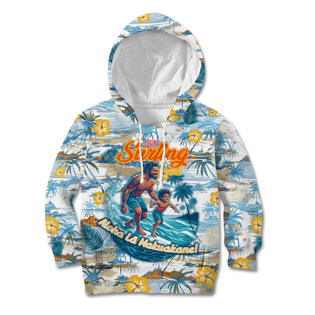 Hawaii Father's Day It's Surfing Time Kid Hoodie Aloha L Makuakane DT02 Hoodie Blue - Polynesian Pride