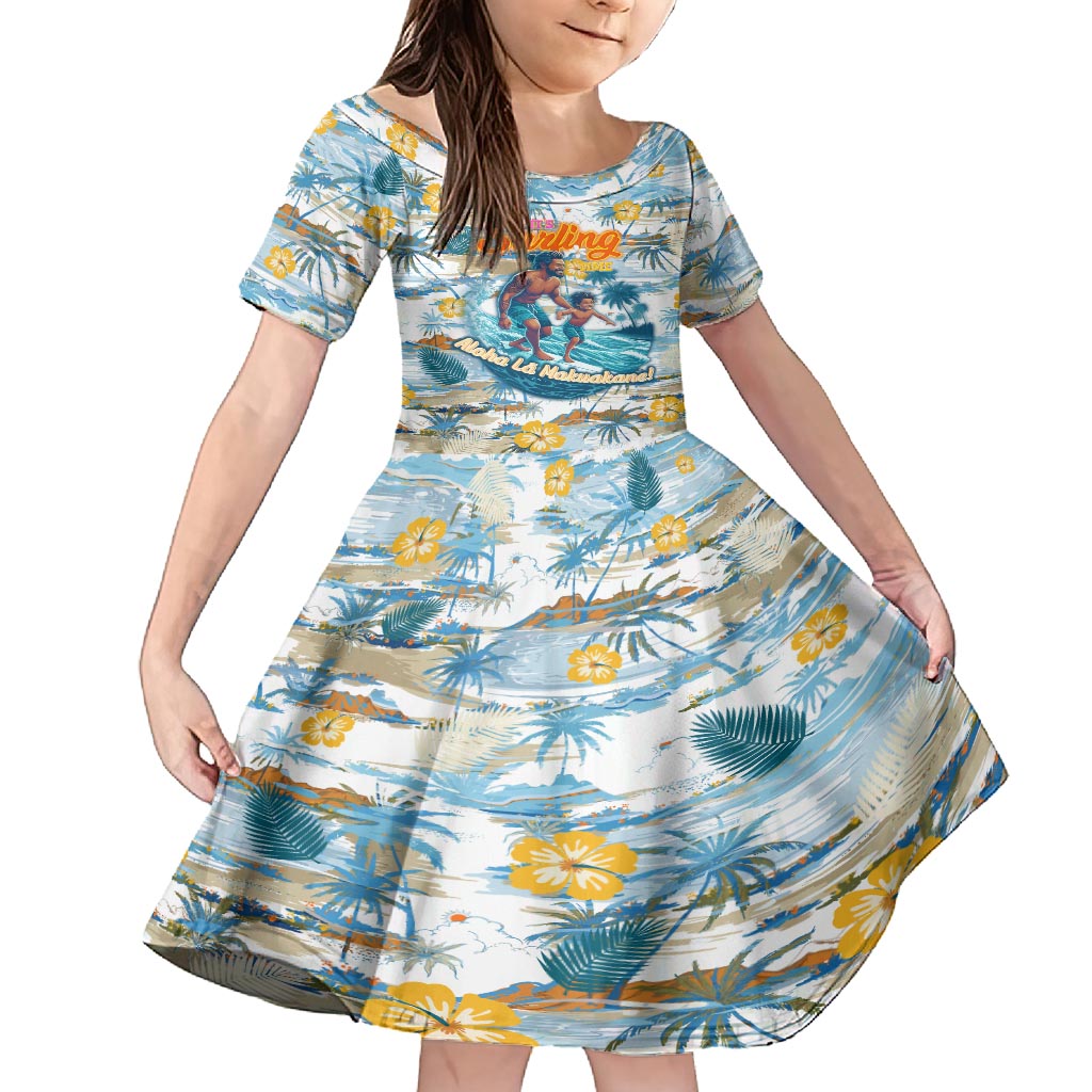 Hawaii Father's Day It's Surfing Time Kid Short Sleeve Dress Aloha L Makuakane DT02 KID Blue - Polynesian Pride