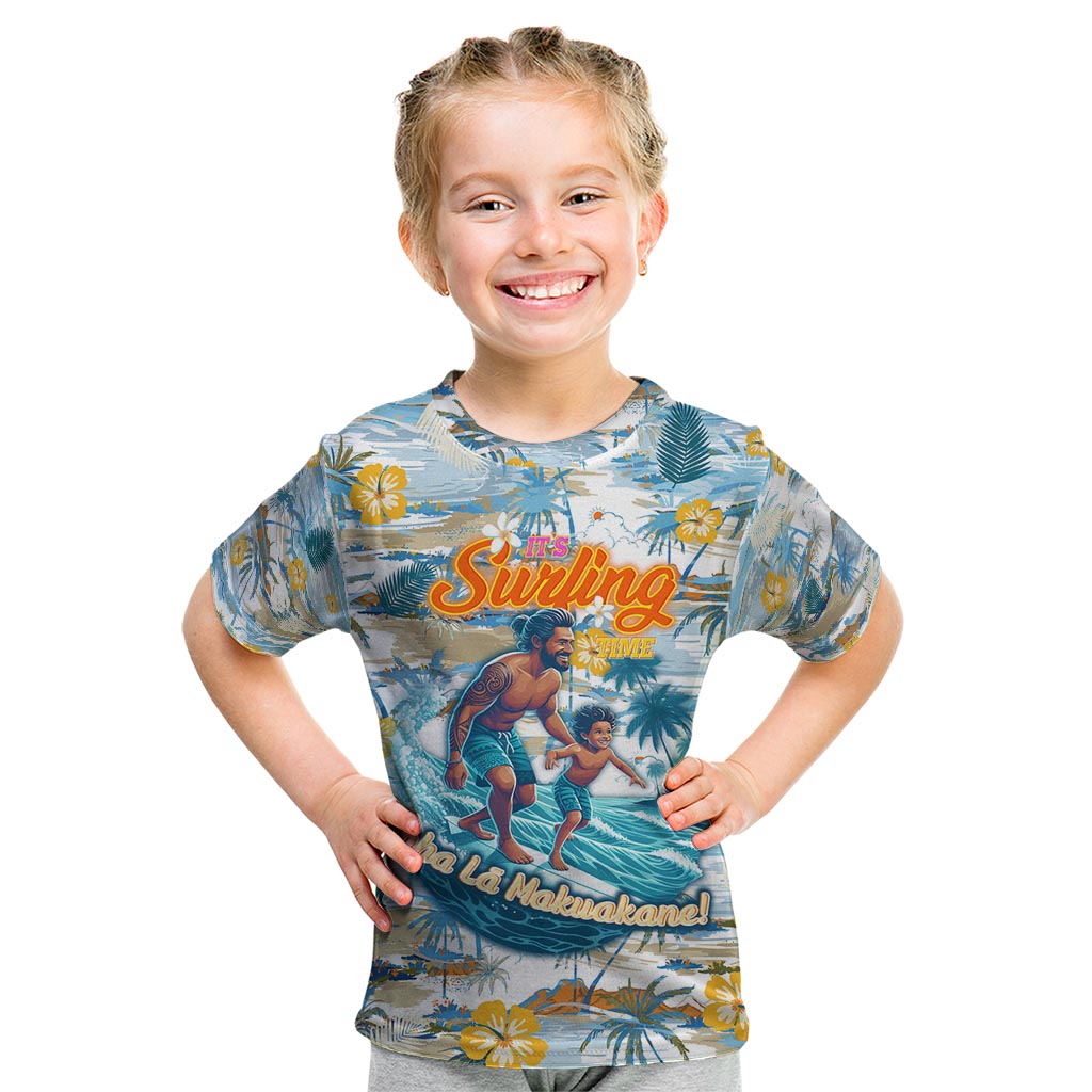 Hawaii Father's Day It's Surfing Time Kid T Shirt Aloha Lā Makuakane