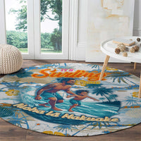 Hawaii Father's Day It's Surfing Time Round Carpet Aloha L Makuakane DT02 - Polynesian Pride