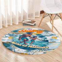 Hawaii Father's Day It's Surfing Time Round Carpet Aloha L Makuakane DT02 - Polynesian Pride