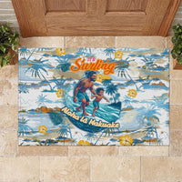 Hawaii Father's Day It's Surfing Time Rubber Doormat Aloha L Makuakane DT02 Blue - Polynesian Pride