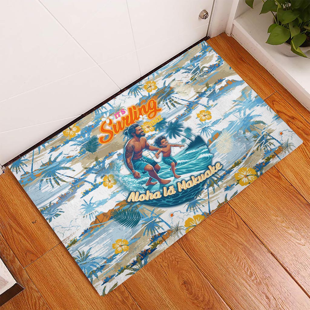 Hawaii Father's Day It's Surfing Time Rubber Doormat Aloha L Makuakane DT02 - Polynesian Pride