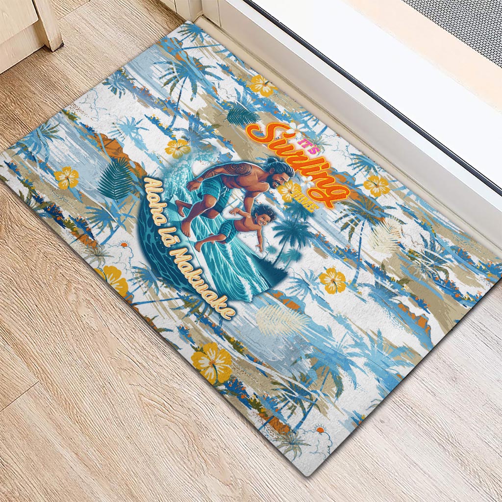 Hawaii Father's Day It's Surfing Time Rubber Doormat Aloha L Makuakane DT02 - Polynesian Pride