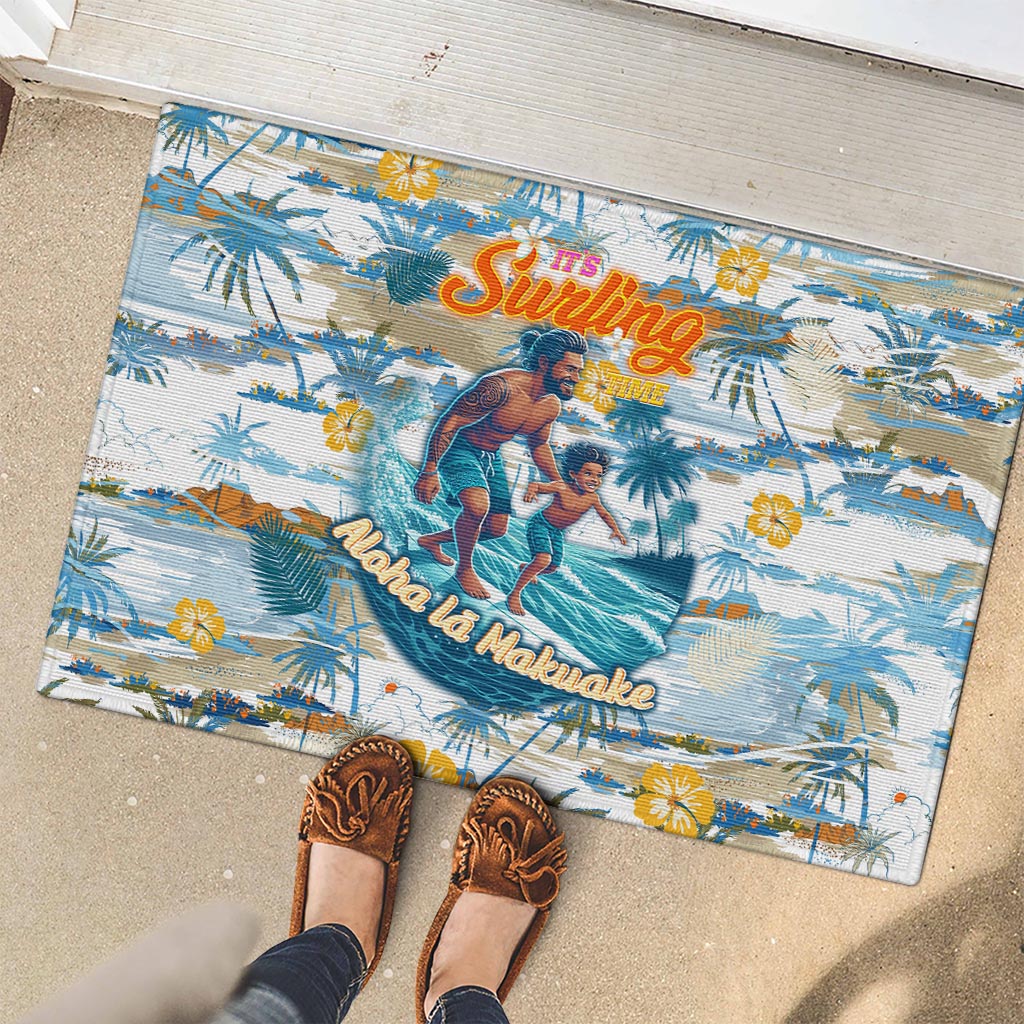 Hawaii Father's Day It's Surfing Time Rubber Doormat Aloha L Makuakane DT02 - Polynesian Pride