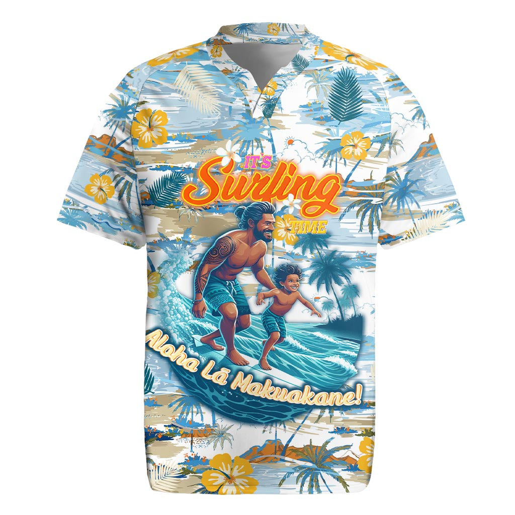 Hawaii Father's Day It's Surfing Time Rugby Jersey Aloha Lā Makuakane