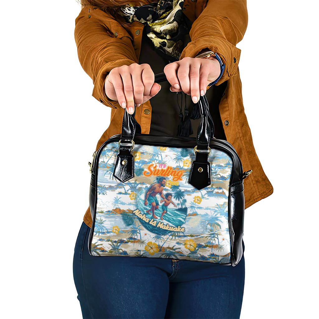 Hawaii Father's Day It's Surfing Time Shoulder Handbag Aloha L Makuakane DT02 One Size Blue - Polynesian Pride