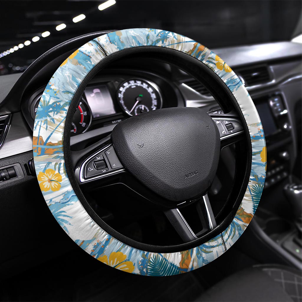 Hawaii Father's Day It's Surfing Time Steering Wheel Cover Aloha L Makuakane DT02 Universal Fit Blue - Polynesian Pride