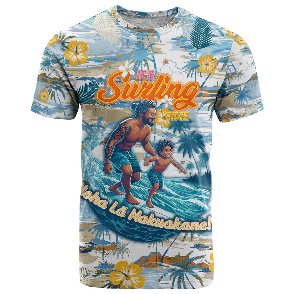 Hawaii Father's Day It's Surfing Time T Shirt Aloha L Makuakane DT02 Blue - Polynesian Pride