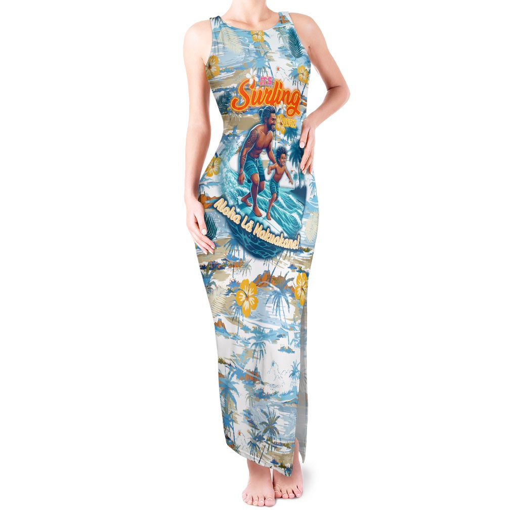 Hawaii Father's Day It's Surfing Time Tank Maxi Dress Aloha Lā Makuakane