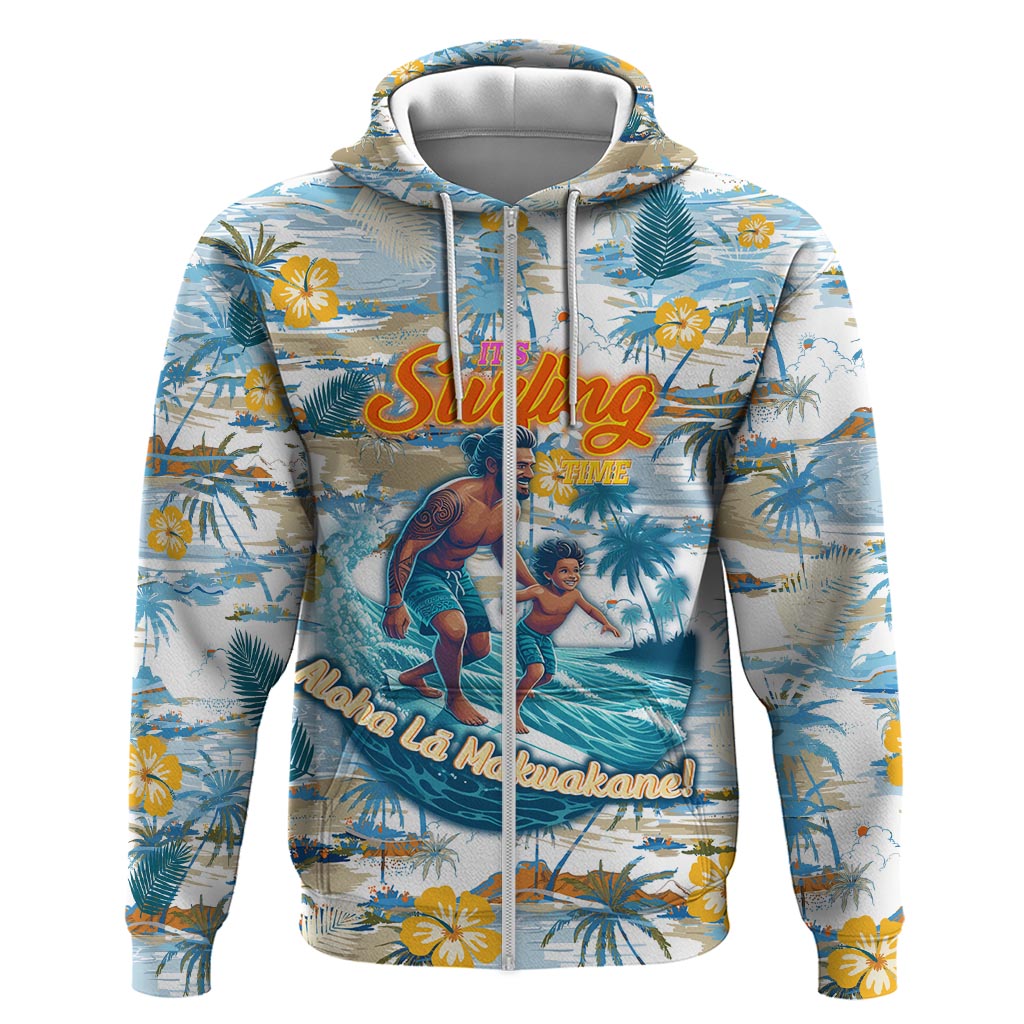 Hawaii Father's Day It's Surfing Time Zip Hoodie Aloha Lā Makuakane