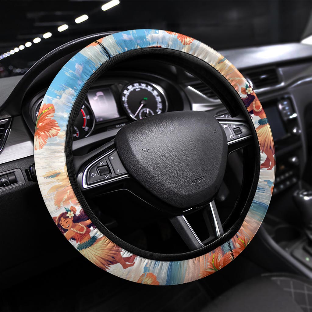 Hawaii Father's Day Steering Wheel Cover Hula With Dad DT02 Universal Fit Art - Polynesian Pride