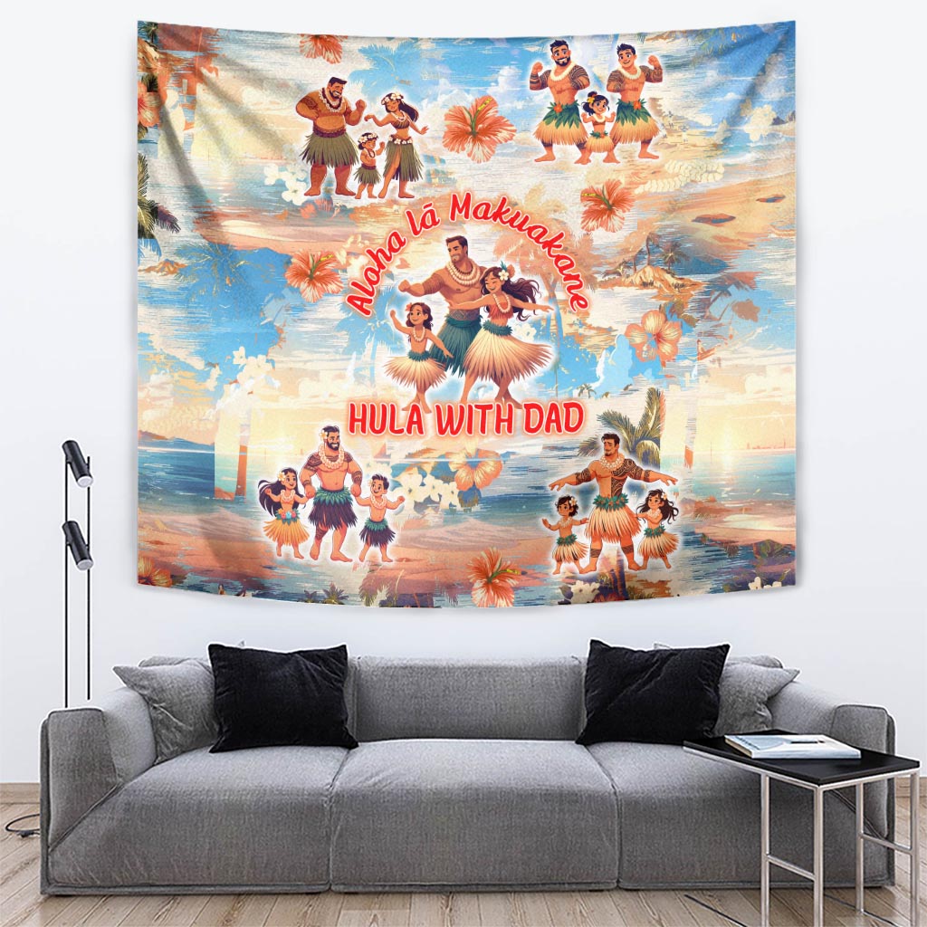Hawaii Father's Day Tapestry Hula With Dad DT02 Art - Polynesian Pride