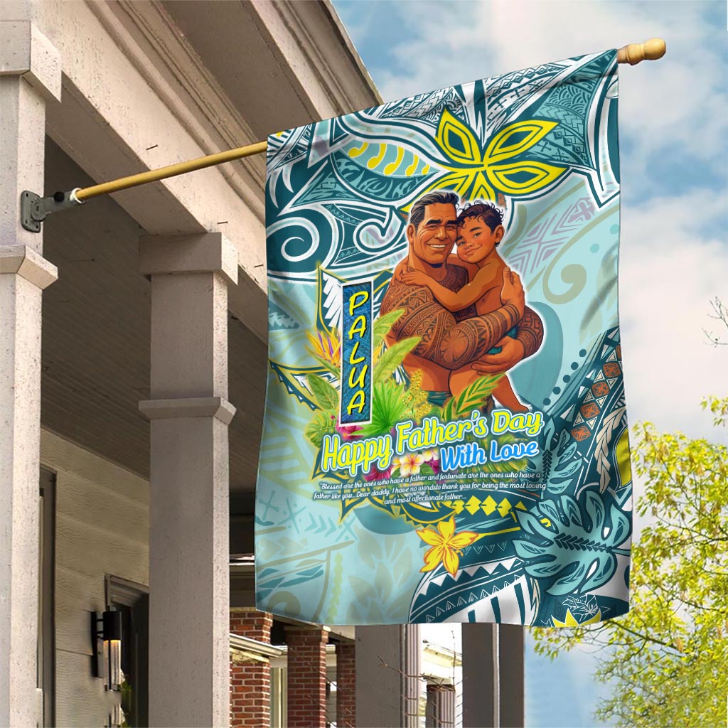Palau Father's Day Polynesia Garden Flag Dad and Son DT02 House Flag Blue - Polynesian Pride
