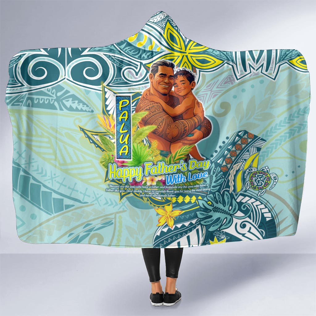 Palau Father's Day Polynesia Hooded Blanket Dad and Son DT02 One Size Blue - Polynesian Pride