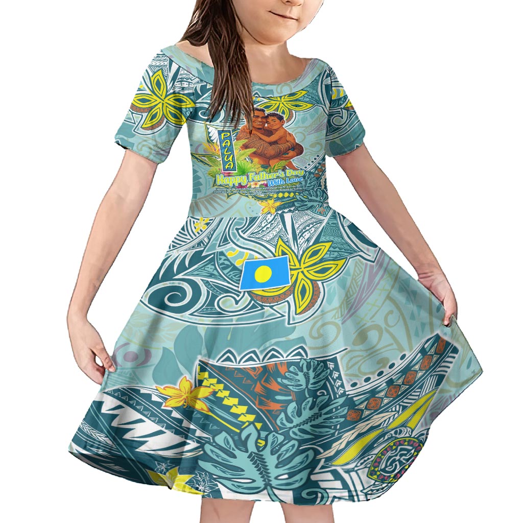 Palau Father's Day Polynesia Kid Short Sleeve Dress Dad and Son DT02 KID Blue - Polynesian Pride