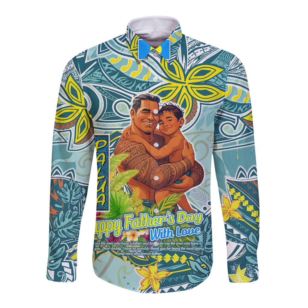 Palau Father's Day Polynesia Long Sleeve Button Shirt Dad and Son DT02 Unisex Blue - Polynesian Pride