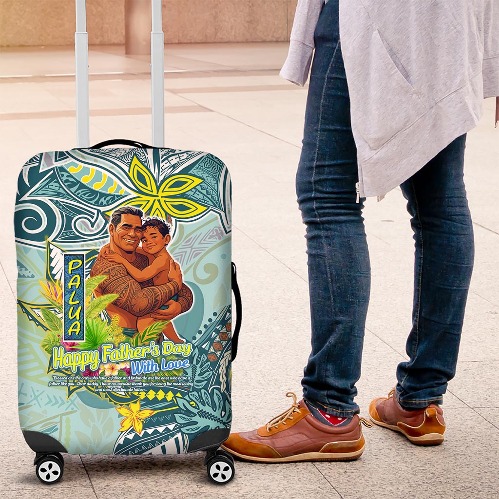 Palau Father's Day Polynesia Luggage Cover Dad and Son DT02 Blue - Polynesian Pride