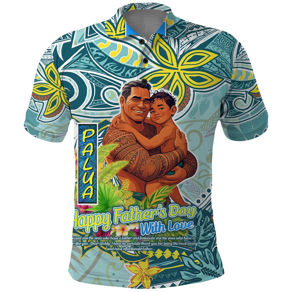 Palau Father's Day Polynesia Polo Shirt Dad and Son