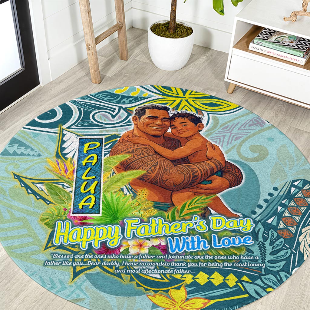 Palau Father's Day Polynesia Round Carpet Dad and Son DT02 Blue - Polynesian Pride