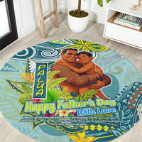 Palau Father's Day Polynesia Round Carpet Dad and Son DT02 Blue - Polynesian Pride