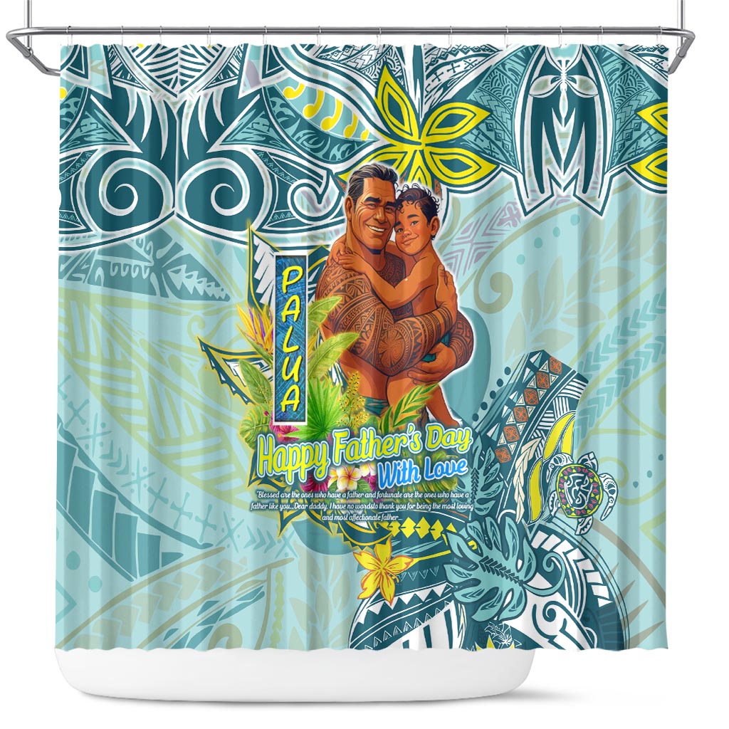 Palau Father's Day Polynesia Shower Curtain Dad and Son