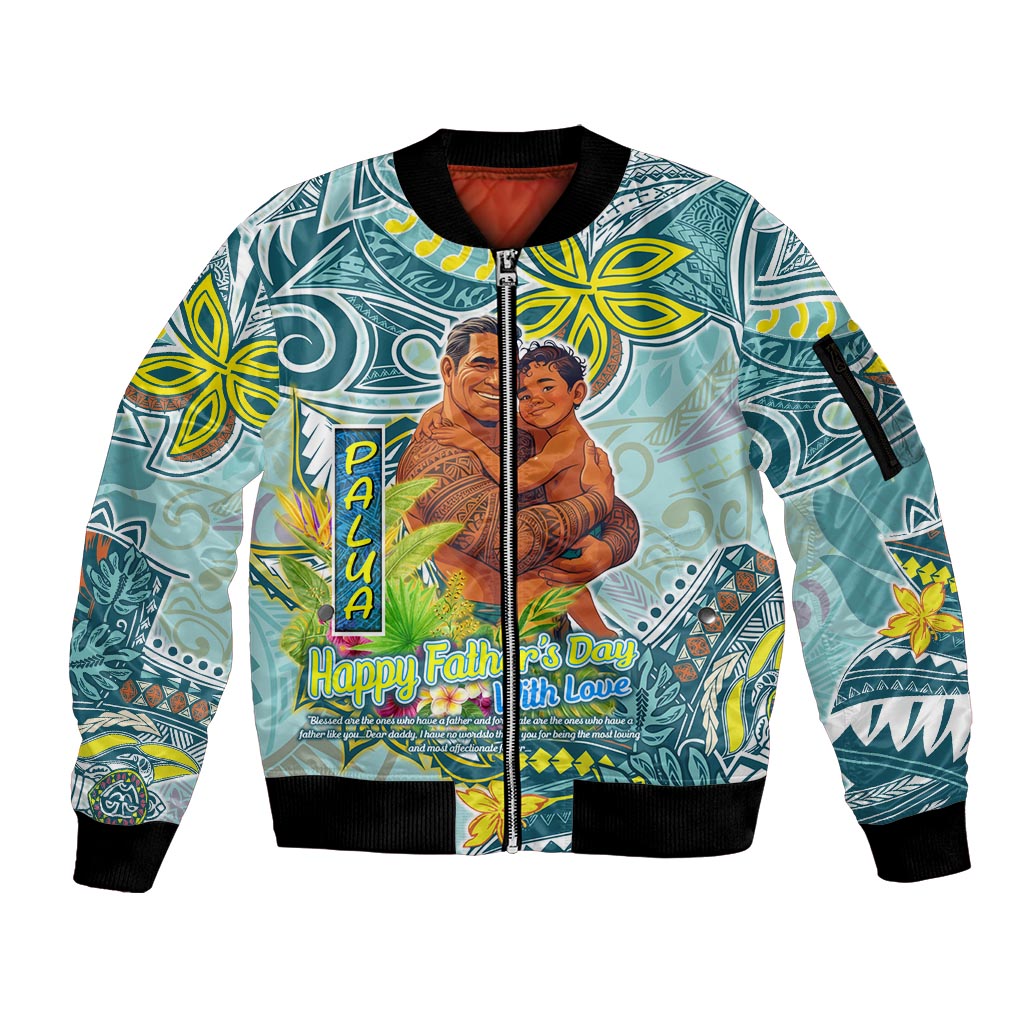 Palau Father's Day Polynesia Sleeve Zip Bomber Jacket Dad and Son DT02 Unisex Blue - Polynesian Pride