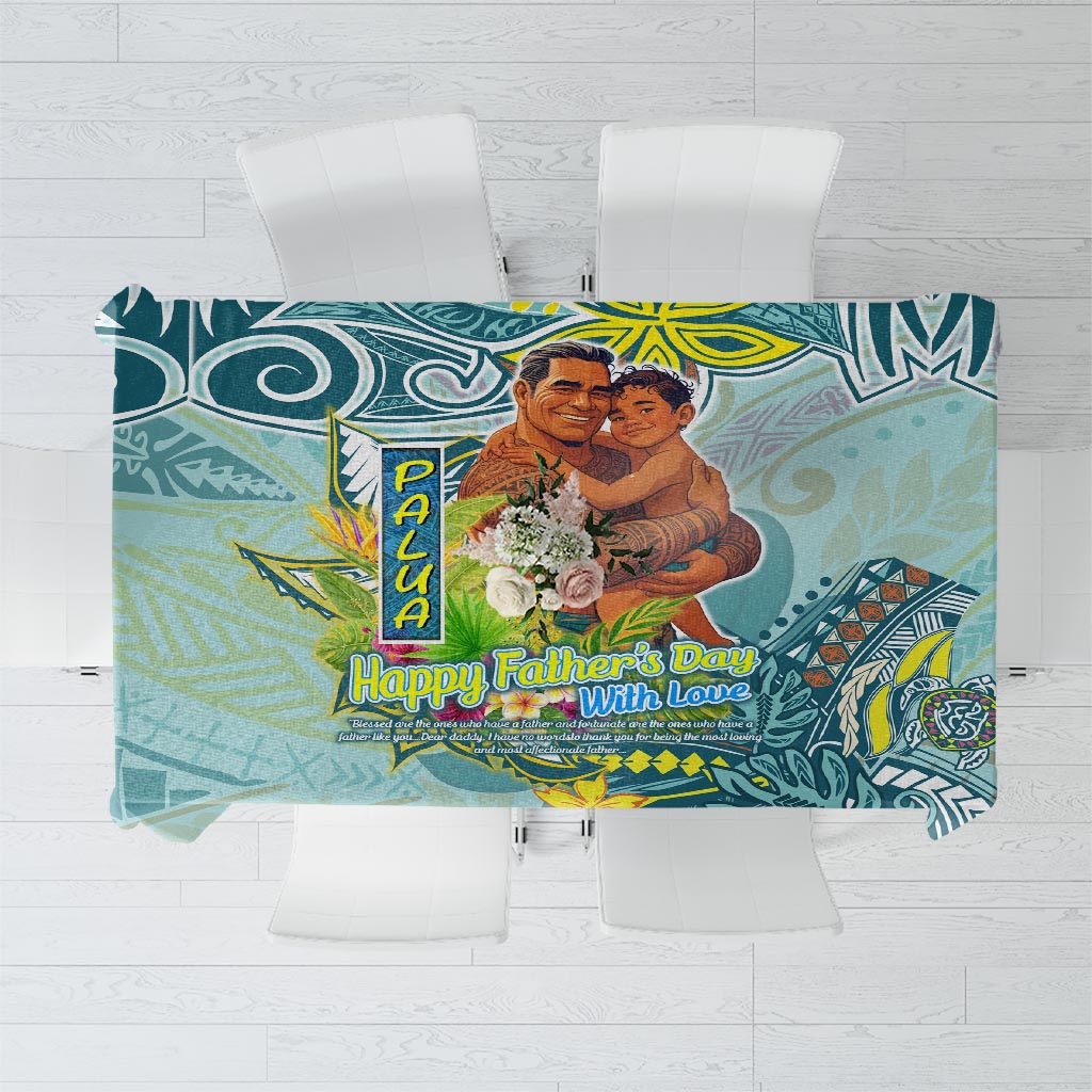 Palau Father's Day Polynesia Tablecloth Dad and Son DT02 Blue - Polynesian Pride