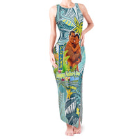 Palau Father's Day Polynesia Tank Maxi Dress Dad and Son DT02 Women Blue - Polynesian Pride