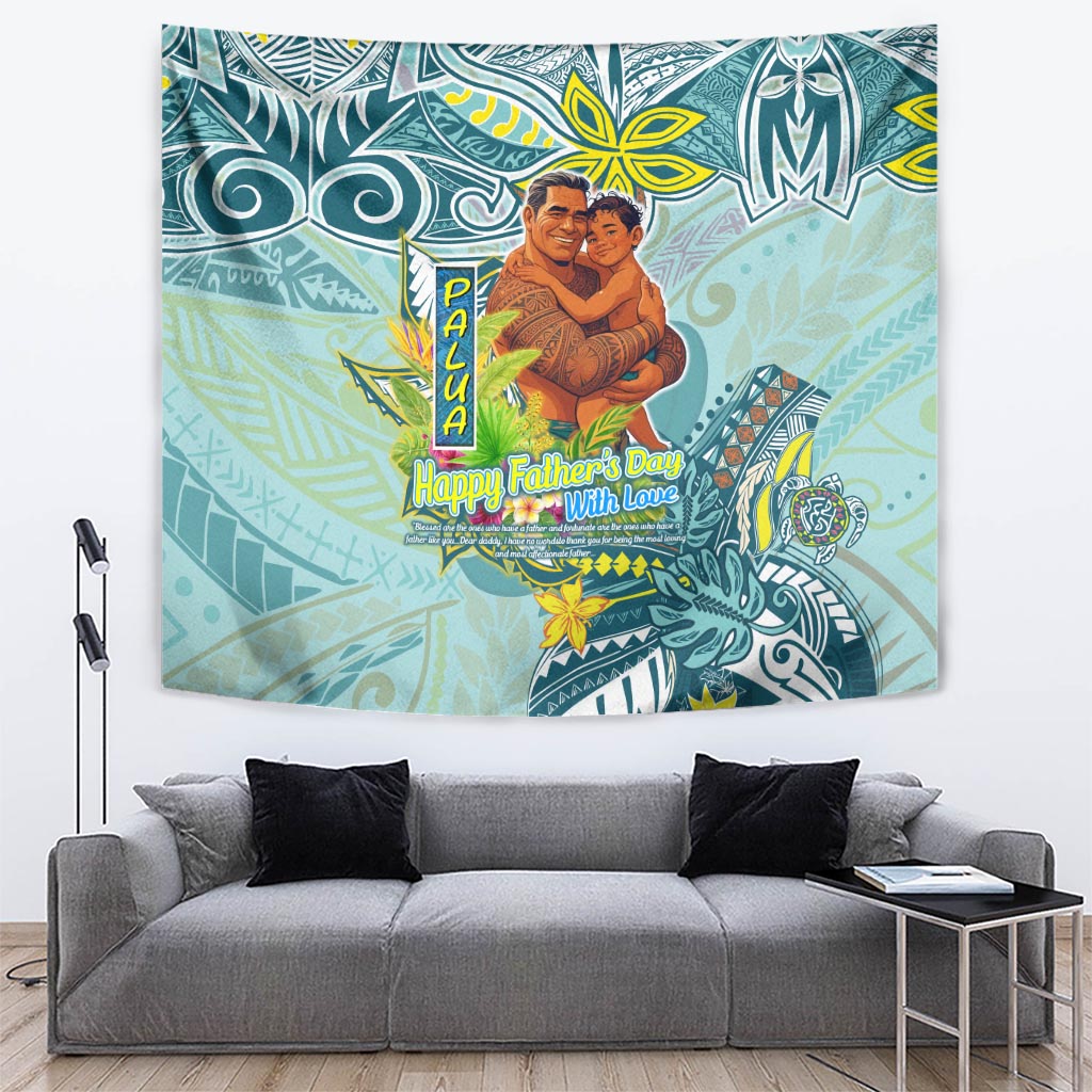 Palau Father's Day Polynesia Tapestry Dad and Son DT02 Blue - Polynesian Pride