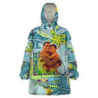 Palau Father's Day Polynesia Wearable Blanket Hoodie Dad and Son DT02 One Size Blue - Polynesian Pride
