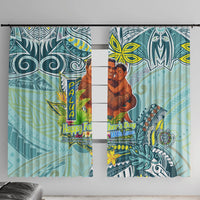 Palau Father's Day Polynesia Window Curtain Dad and Son DT02 With Hooks Blue - Polynesian Pride