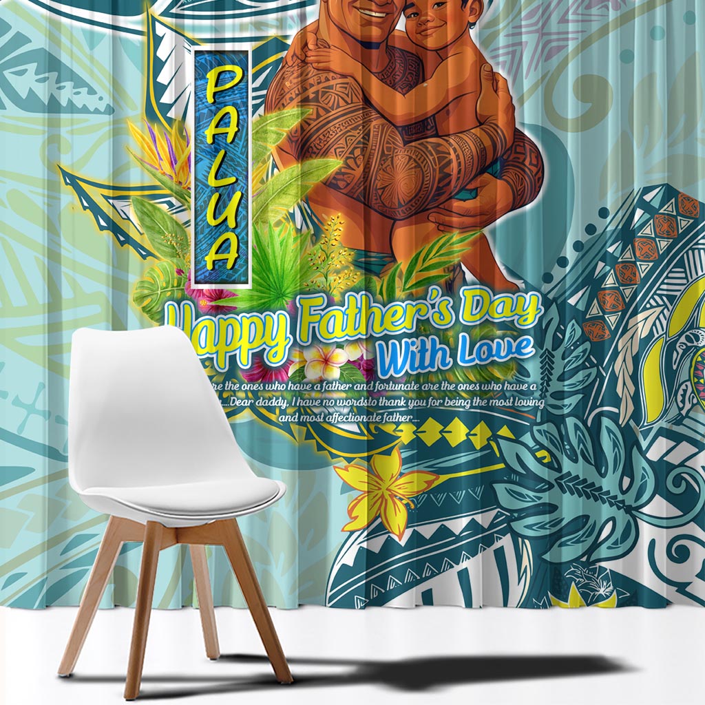 Palau Father's Day Polynesia Window Curtain Dad and Son DT02 - Polynesian Pride