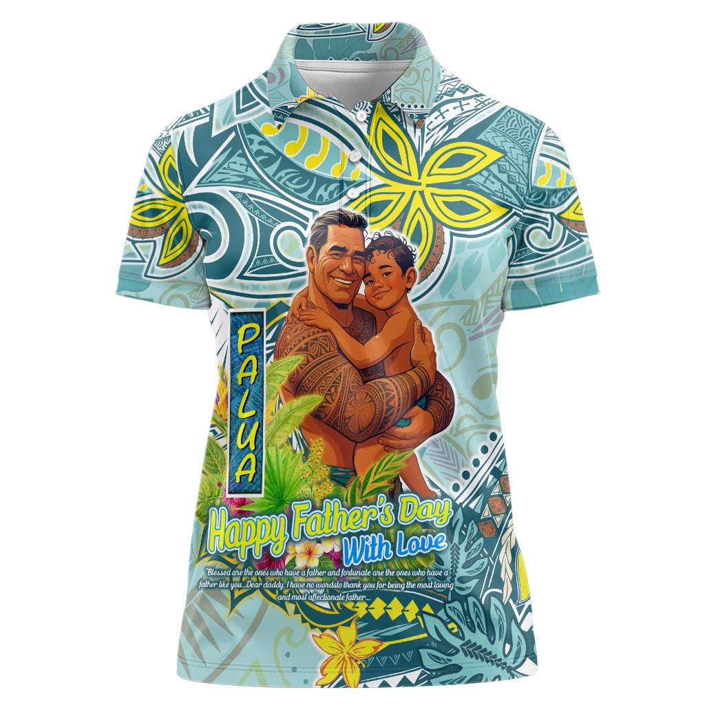 Palau Father's Day Polynesia Women Polo Shirt Dad and Son