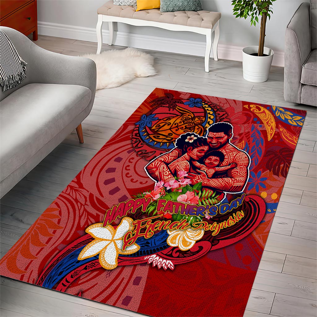 Happy Father's Day French Polynesia Area Rug Family Turtle Hibiscus DT02 - Polynesian Pride