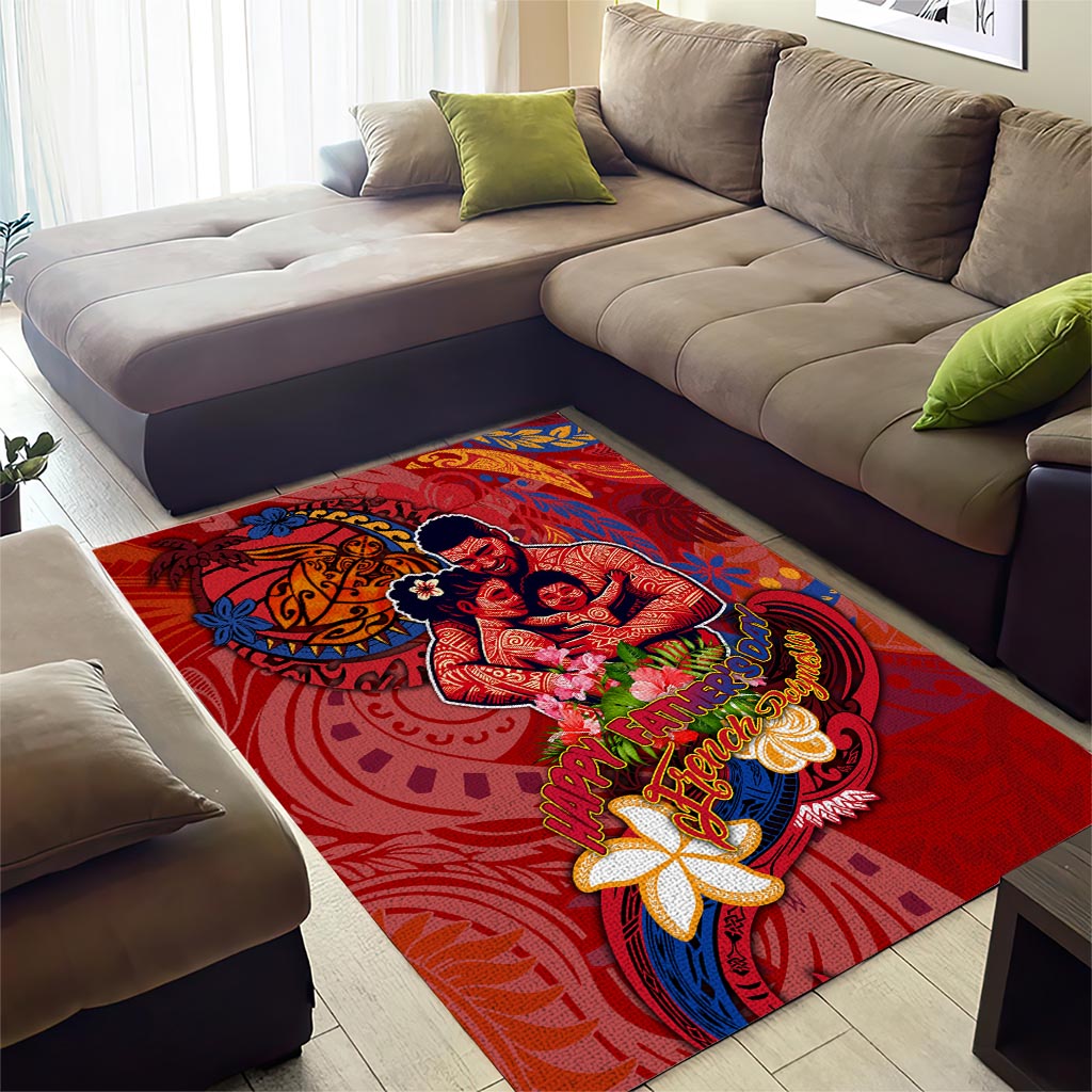Happy Father's Day French Polynesia Area Rug Family Turtle Hibiscus DT02 - Polynesian Pride