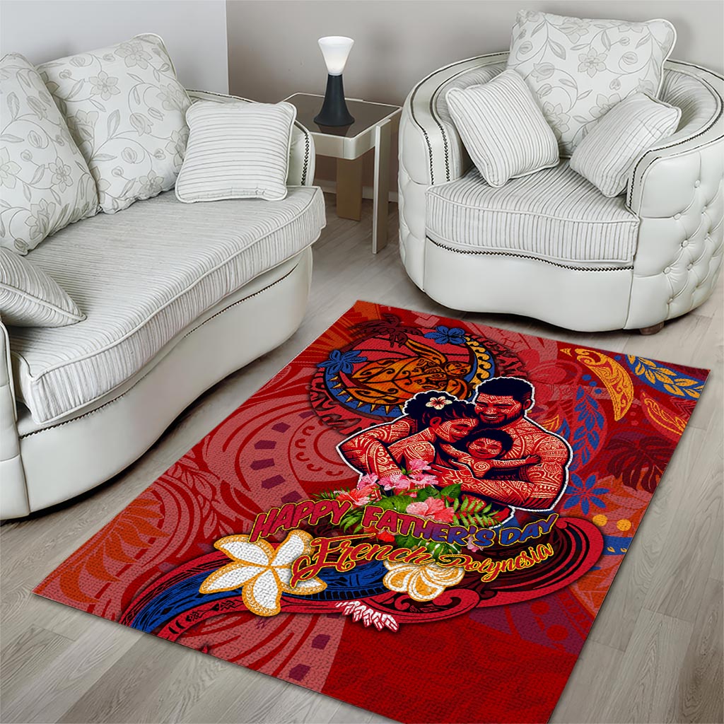 Happy Father's Day French Polynesia Area Rug Family Turtle Hibiscus DT02 - Polynesian Pride