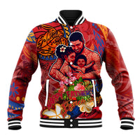 Happy Father's Day French Polynesia Baseball Jacket Family Turtle Hibiscus DT02 Unisex Red - Polynesian Pride