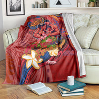 Happy Father's Day French Polynesia Blanket Family Turtle Hibiscus DT02 Red - Polynesian Pride